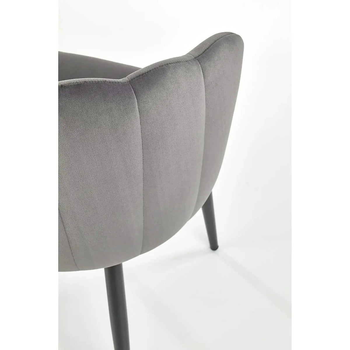 Scaun tapitat K386, gri inchis/negru, stofa catifelata/metal, 60x58x84 cm