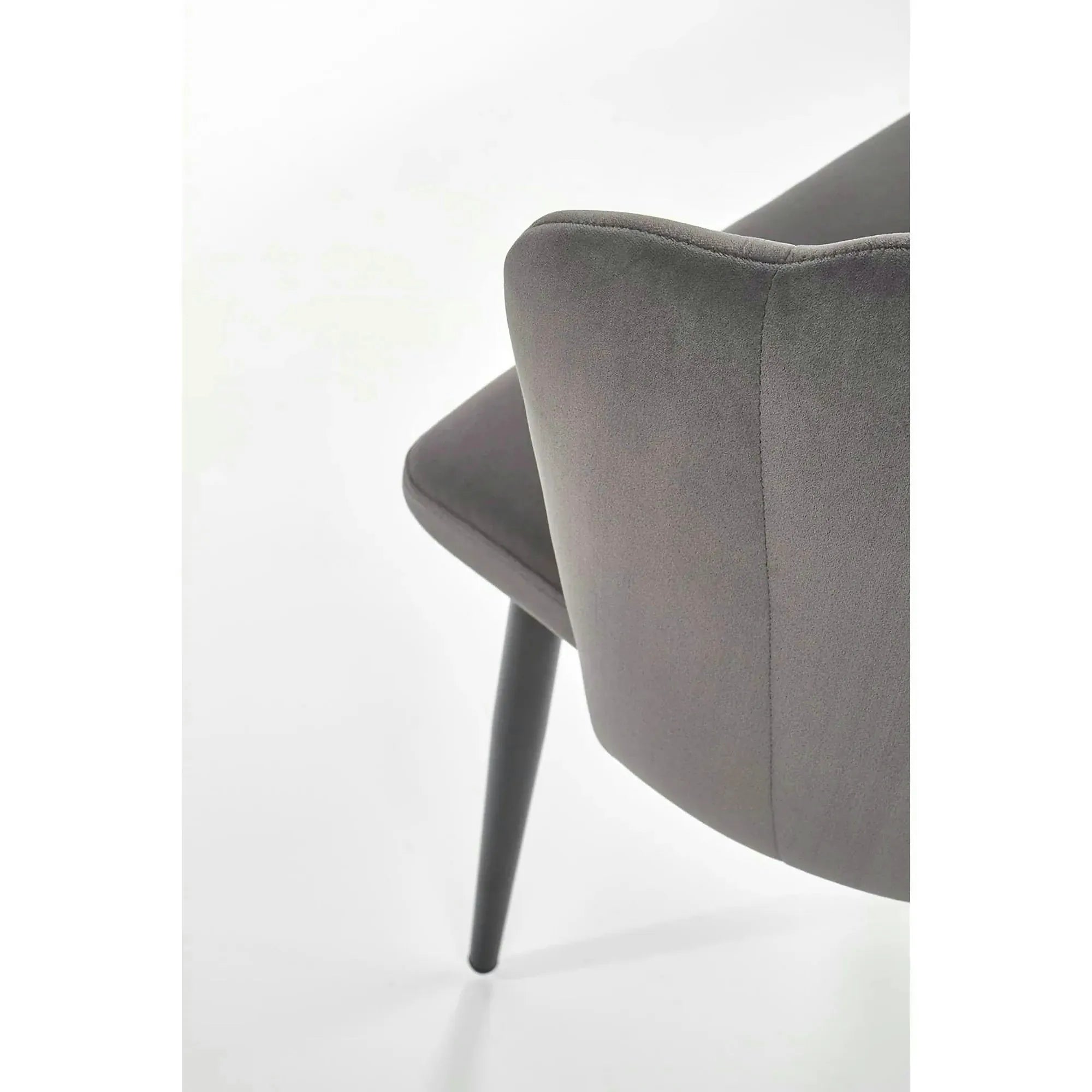 Scaun tapitat K386, gri inchis/negru, stofa catifelata/metal, 60x58x84 cm