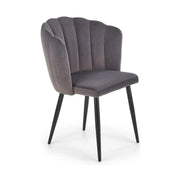 Scaun tapitat K386, gri inchis/negru, stofa catifelata/metal, 60x58x84 cm
