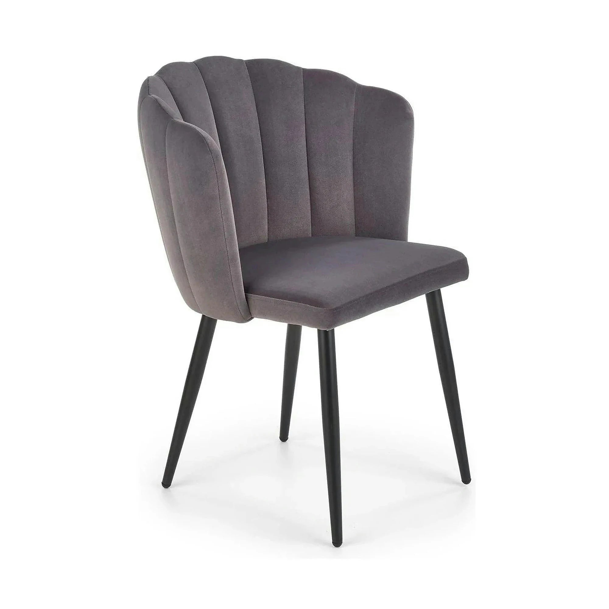 Scaun tapitat K386, gri inchis/negru, stofa catifelata/metal, 60x58x84 cm