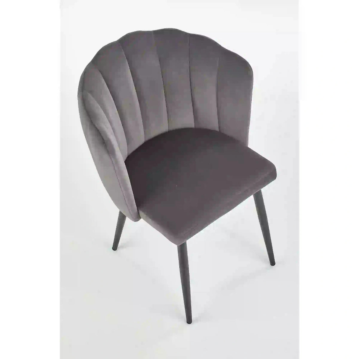 Scaun tapitat K386, gri inchis/negru, stofa catifelata/metal, 60x58x84 cm