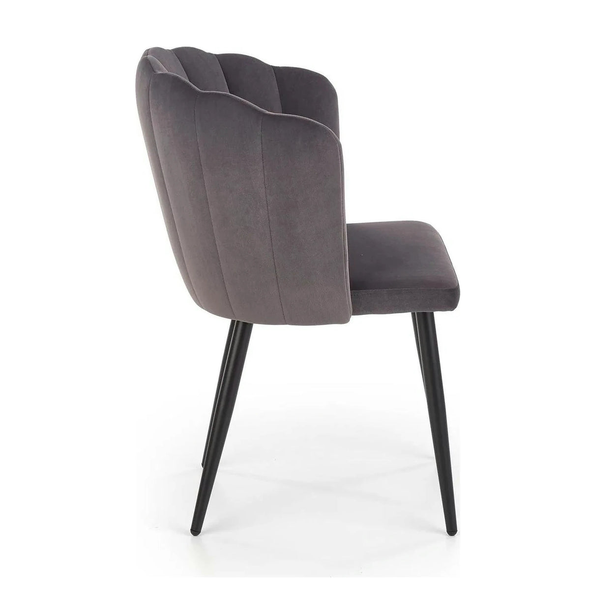 Scaun tapitat K386, gri inchis/negru, stofa catifelata/metal, 60x58x84 cm