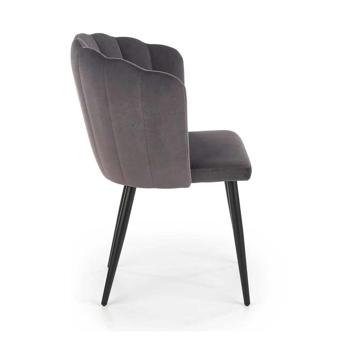 Scaun tapitat K386, gri inchis/negru, stofa catifelata/metal, 60x58x84 cm