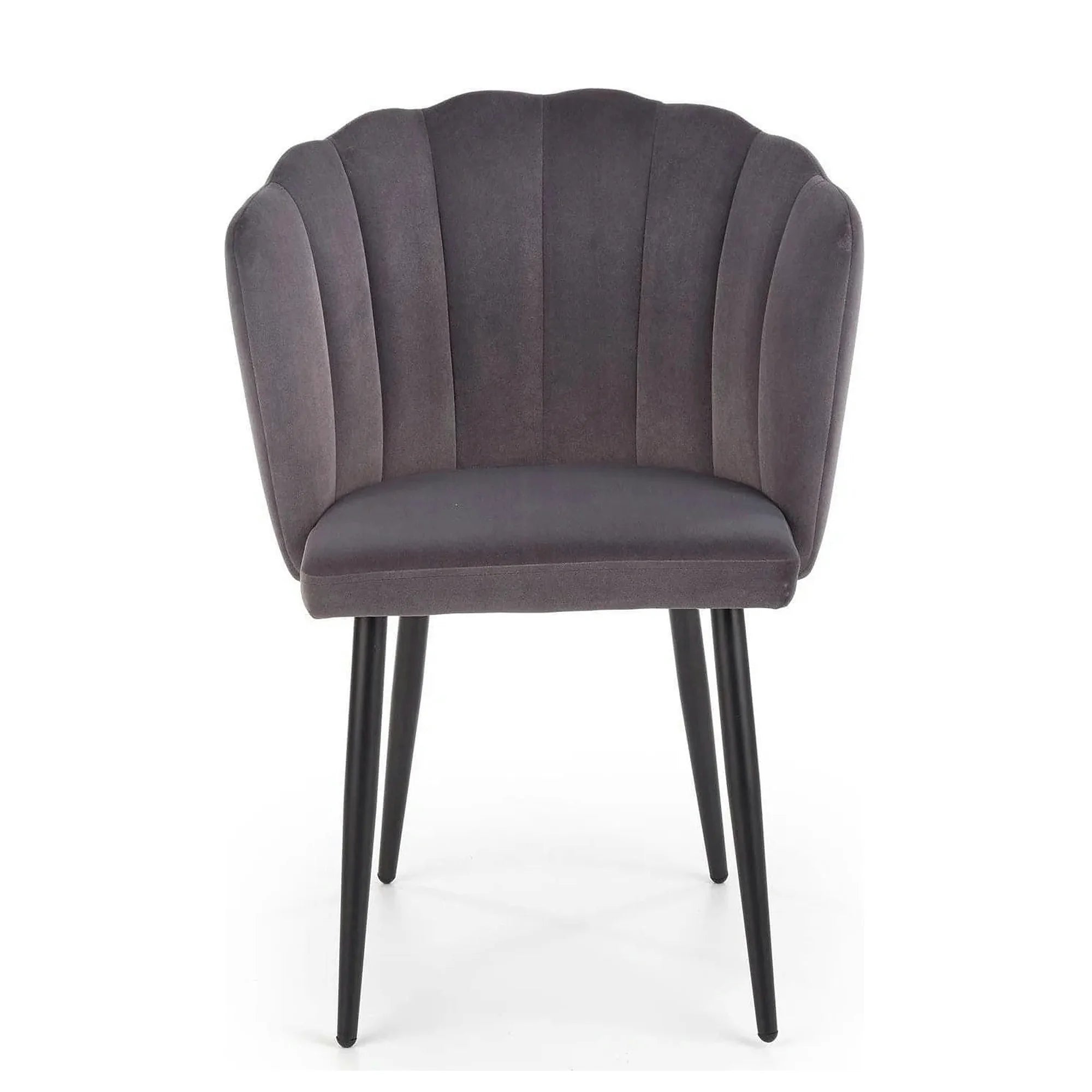 Scaun tapitat K386, gri inchis/negru, stofa catifelata/metal, 60x58x84 cm