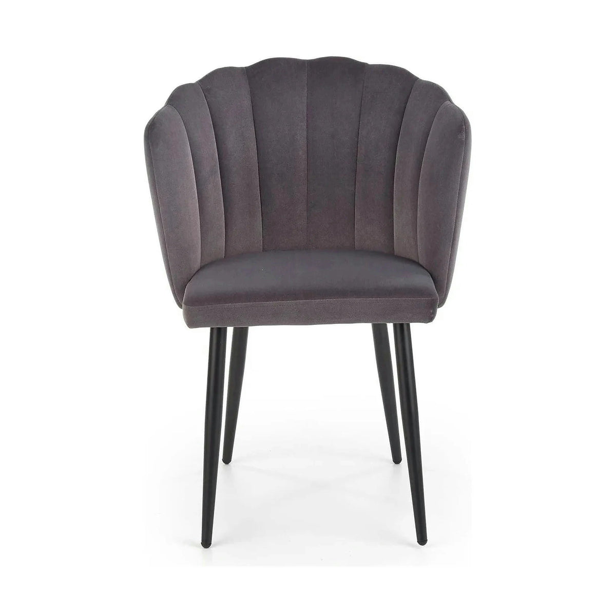 Scaun tapitat K386, gri inchis/negru, stofa catifelata/metal, 60x58x84 cm