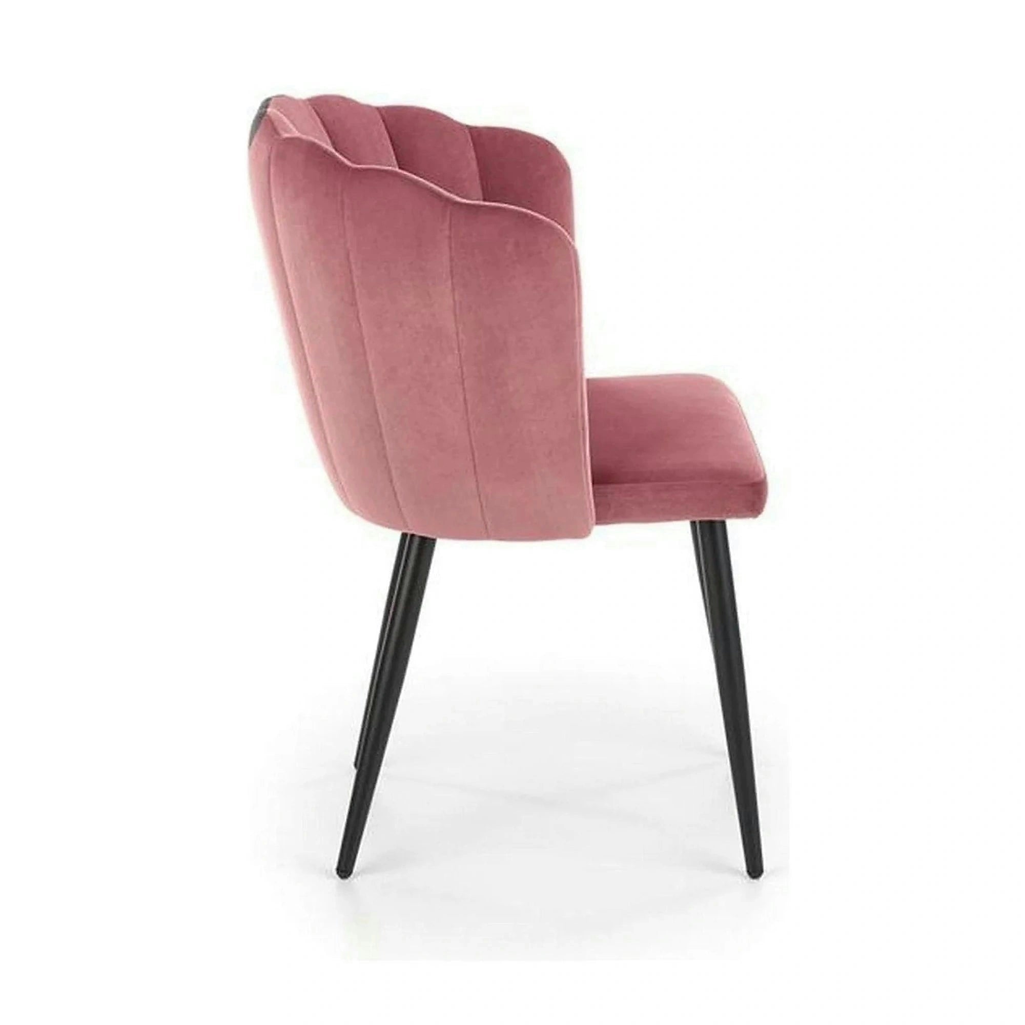 Scaun tapitat K386, roz/negru, stofa catifelat/metal, 60x58x84 cm