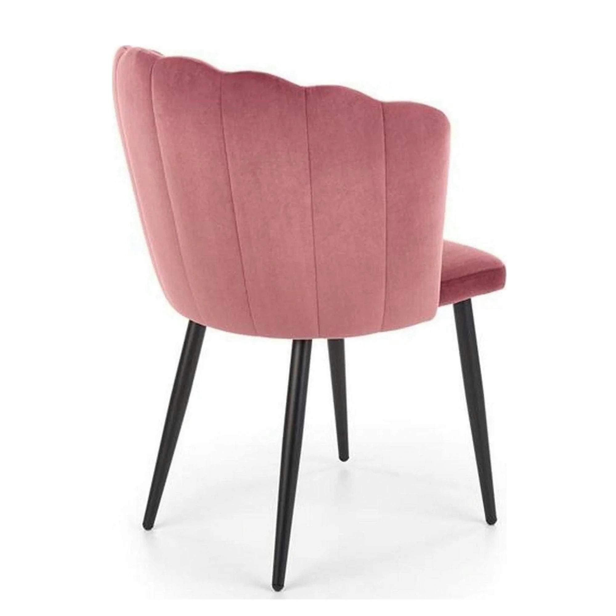 Scaun tapitat K386, roz/negru, stofa catifelat/metal, 60x58x84 cm