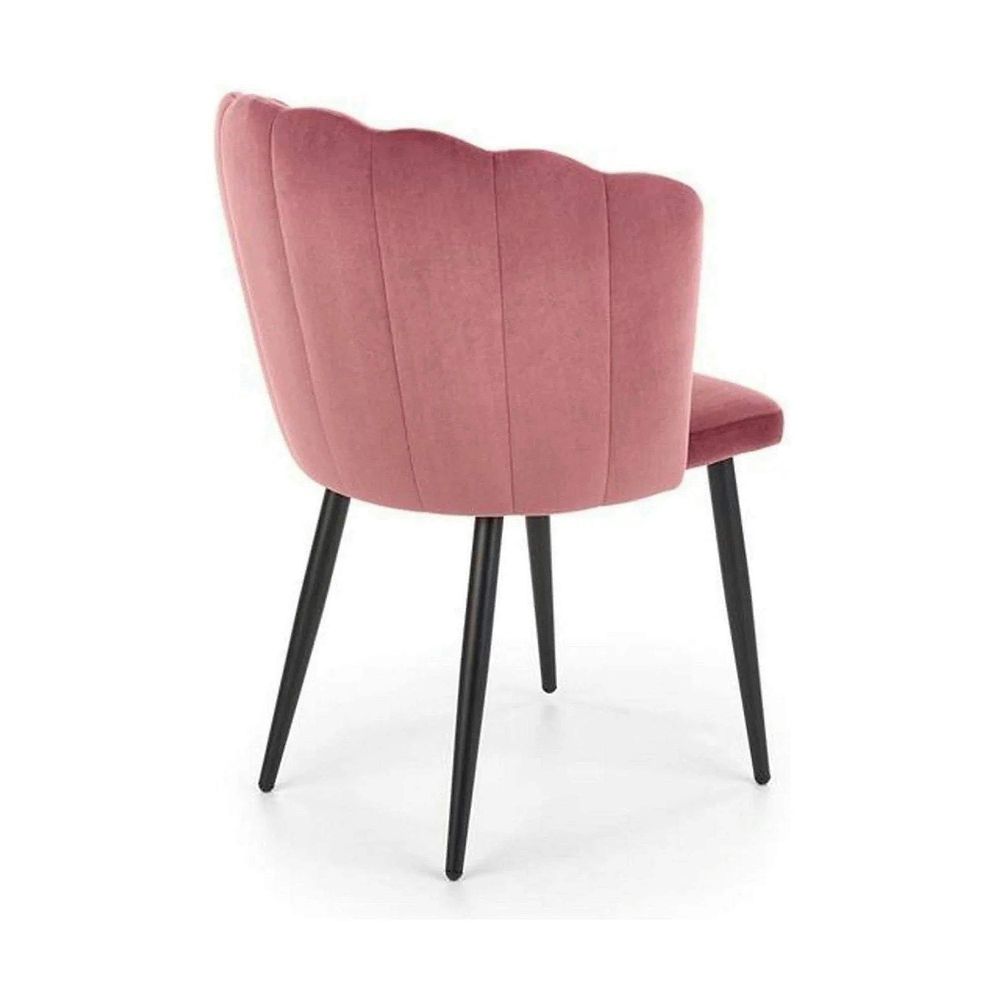 Scaun tapitat K386, roz/negru, stofa catifelat/metal, 60x58x84 cm
