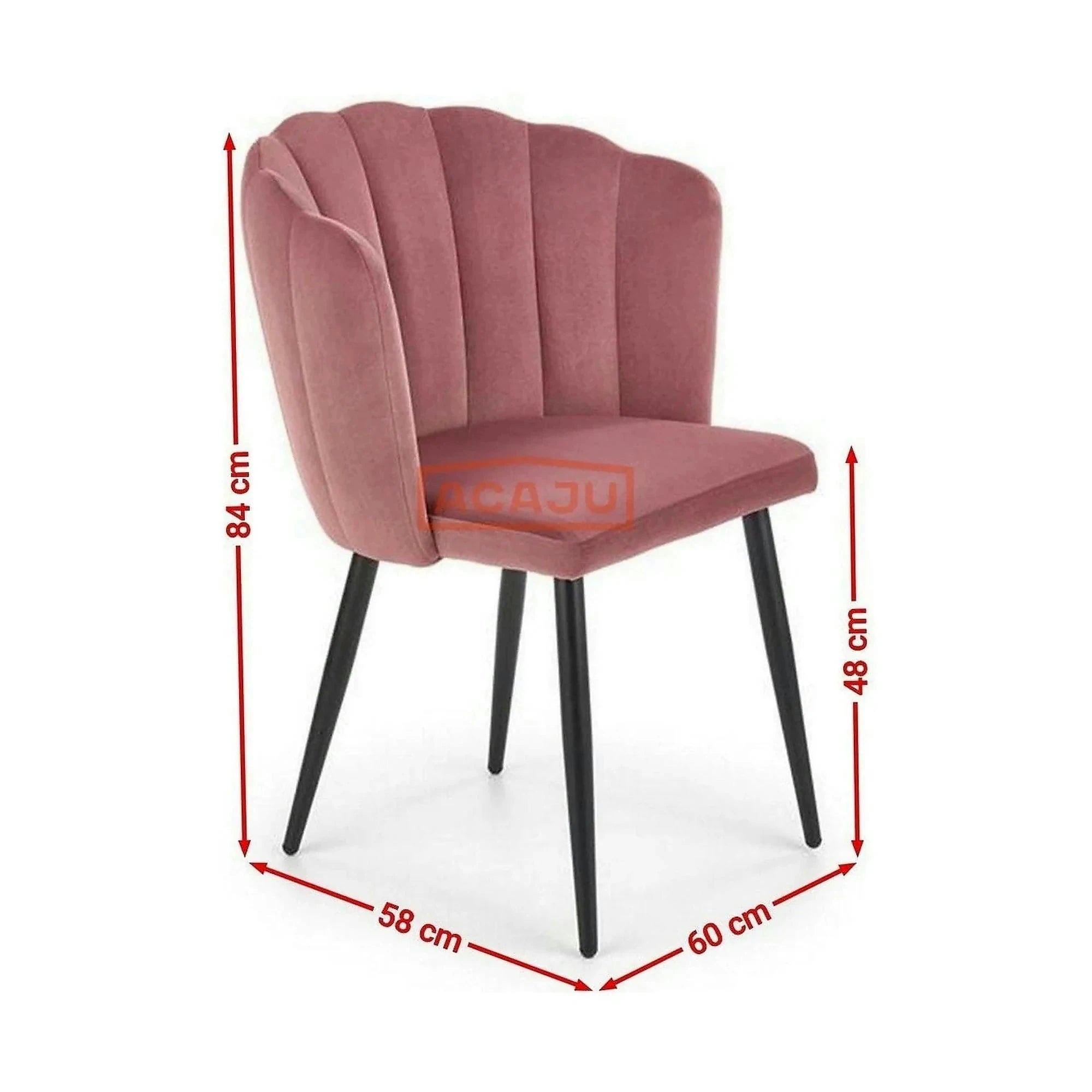 Scaun tapitat K386, roz/negru, stofa catifelat/metal, 60x58x84 cm