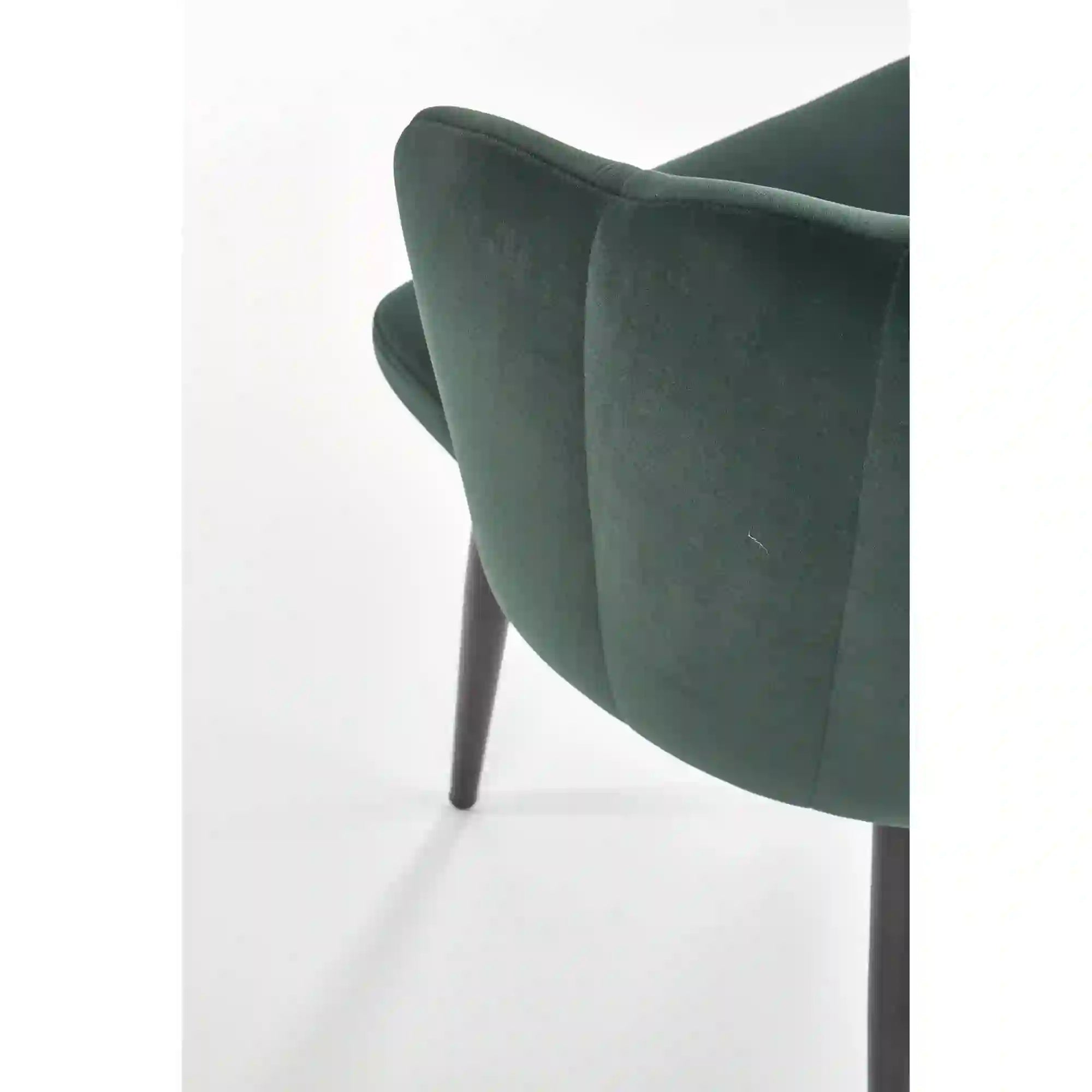Scaun tapitat K386, verde/negru, stofa catifelata/metal, 60x58x84 cm