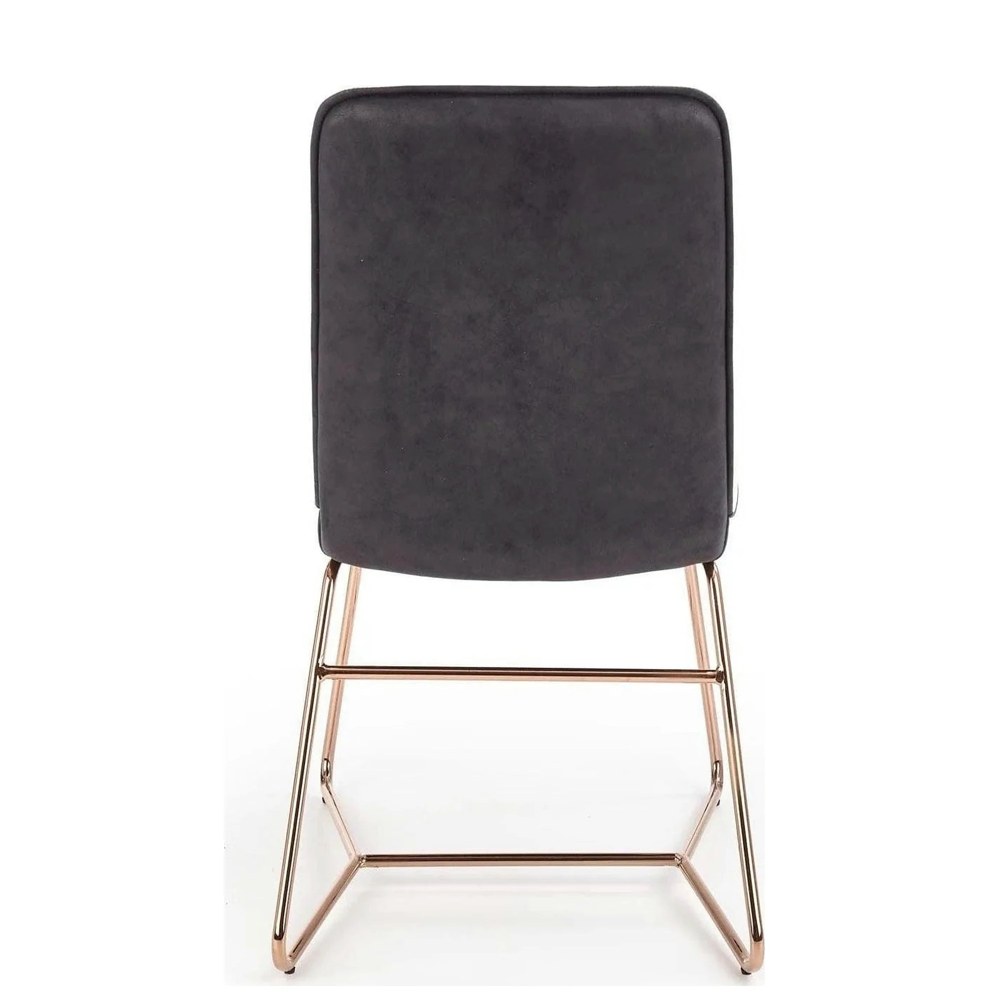 Scaun tapitat K390, crem/gri inchis/roz auriu, stofa/piele ecologica/metal, 46x60x90 cm
