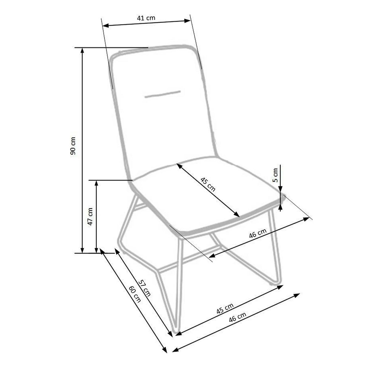 Scaun tapitat K390, crem/gri inchis/roz auriu, stofa/piele ecologica/metal, 46x60x90 cm