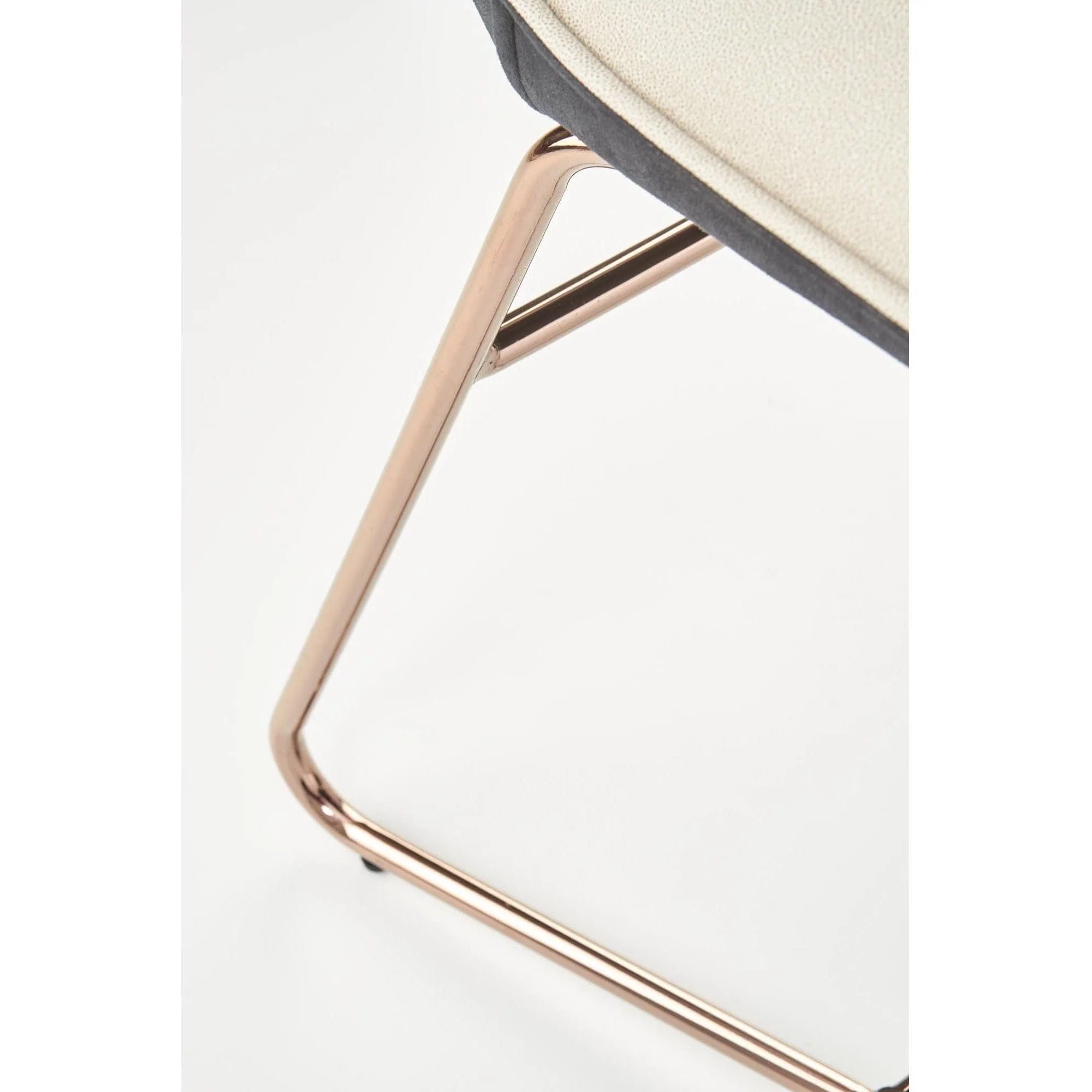 Scaun tapitat K390, crem/gri inchis/roz auriu, stofa/piele ecologica/metal, 46x60x90 cm