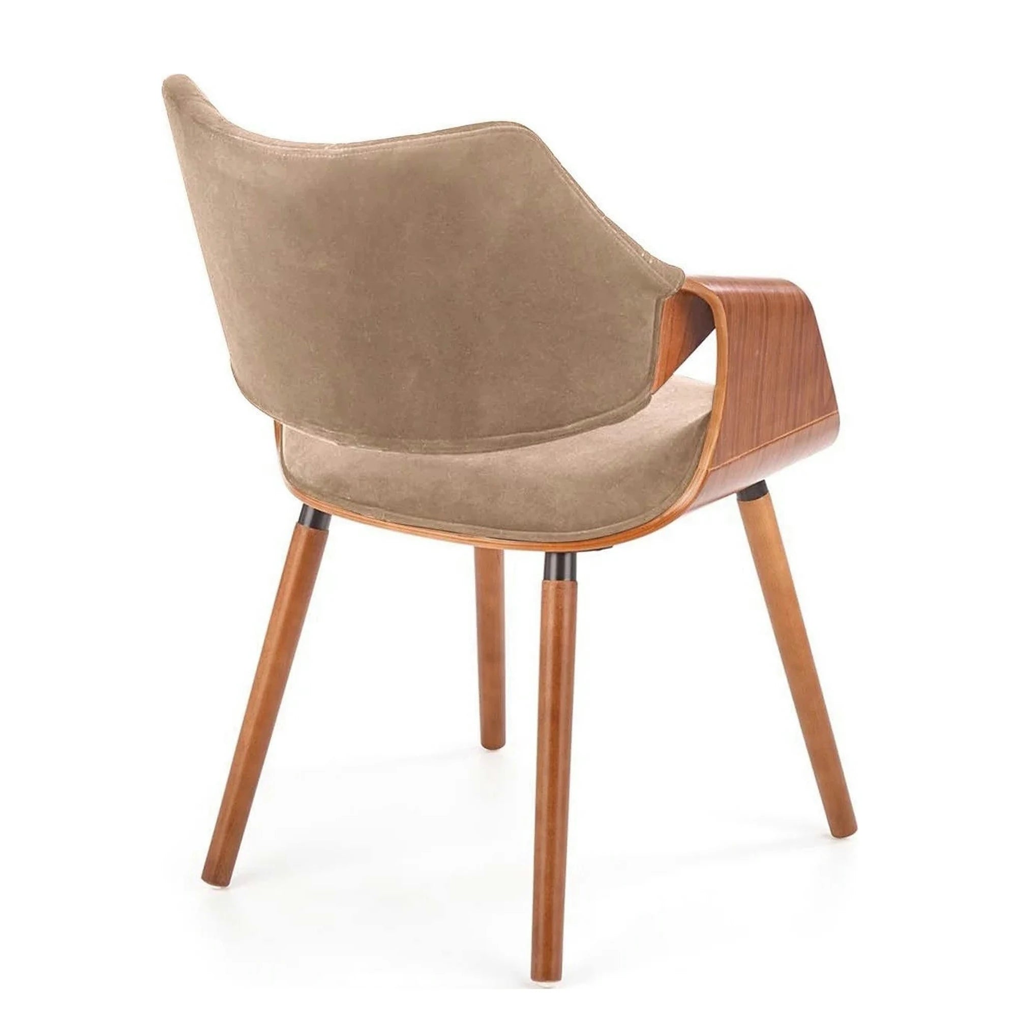Scaun tapitat K396, bej/nuc, stofa catifelata/placaj, 56x55x77 cm
