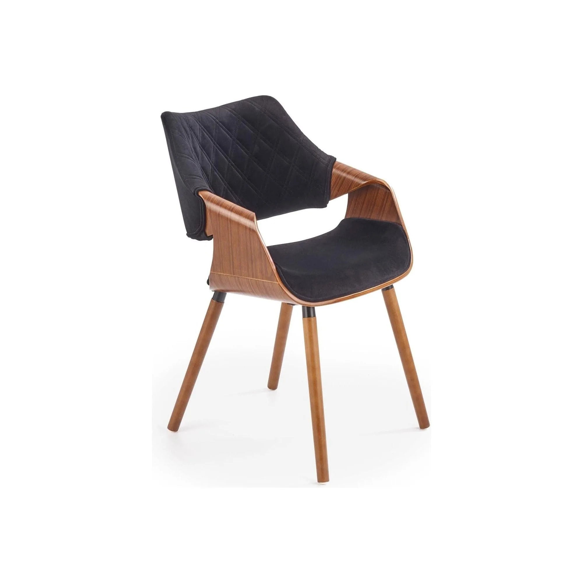 Scaun tapitat K396, negru/nuc, stofa catifelata/placaj, 56x55x77 cm