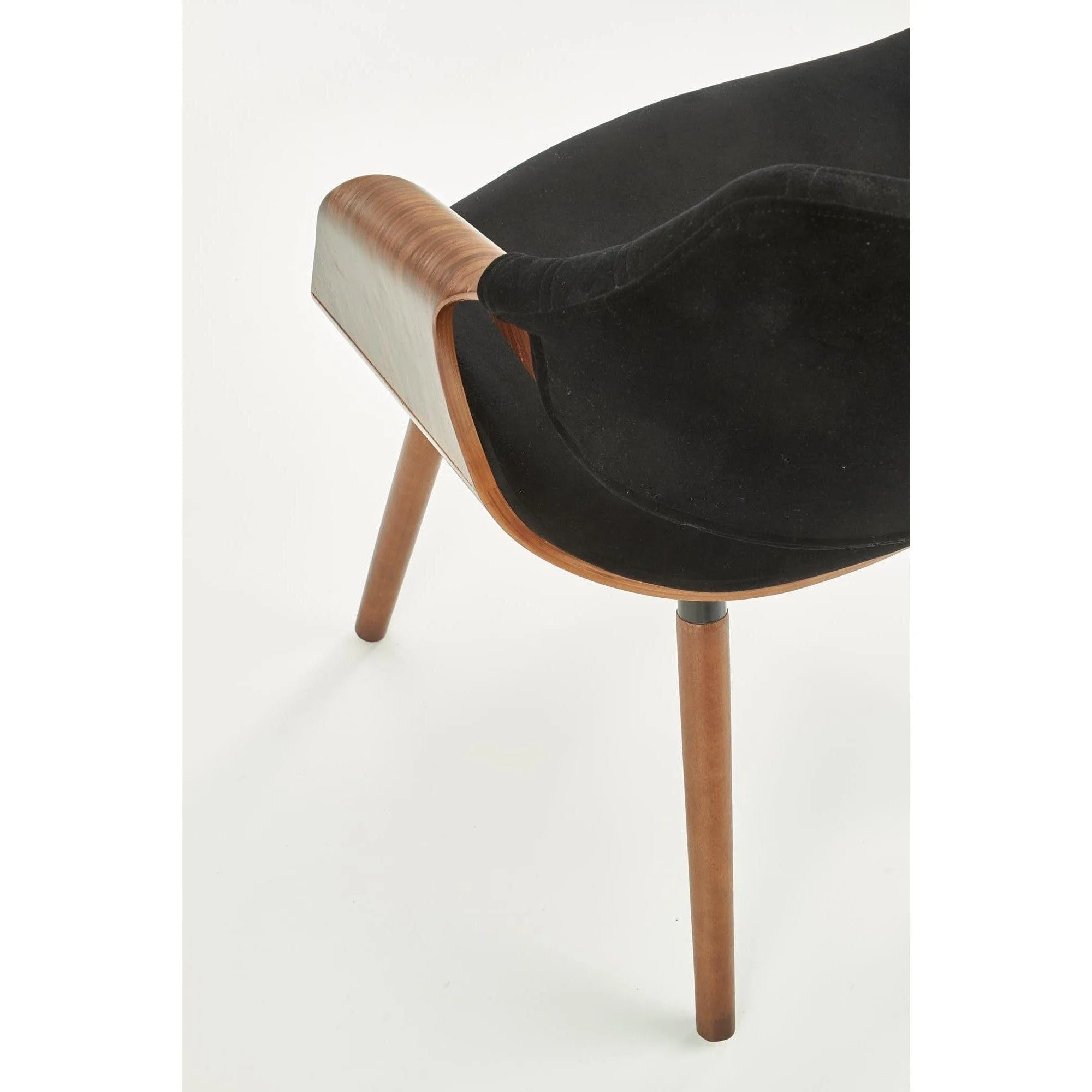 Scaun tapitat K396, negru/nuc, stofa catifelata/placaj, 56x55x77 cm