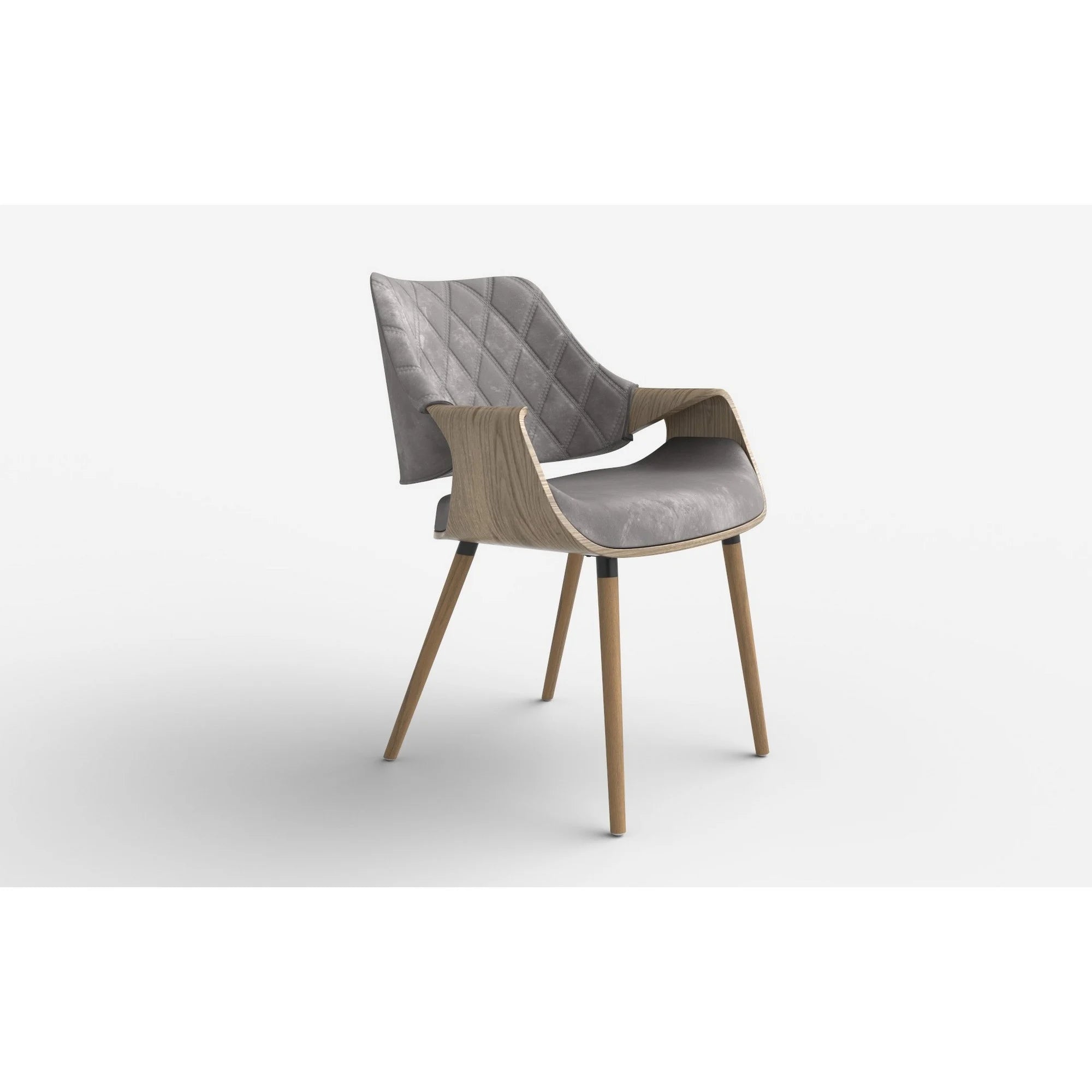 Scaun tapitat K396, stejar/gri, stofa catifelata/placaj, 56x55x77 cm