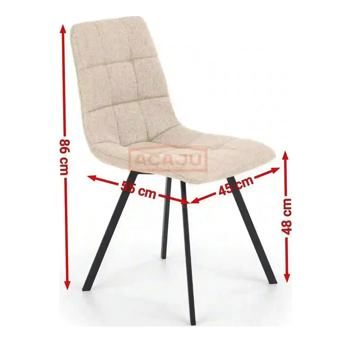 Scaun tapitat K402, gri/negru, stofa clasica/metal, 45x55x86 cm