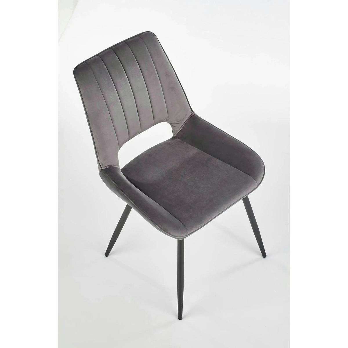 Scaun tapitat K404, gri/negru, stofa/metal, 52x58x88 cm