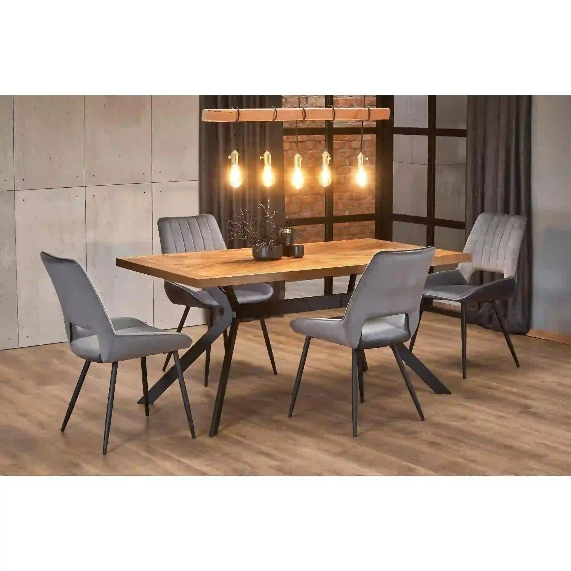 Scaun tapitat K404, gri/negru, stofa/metal, 52x58x88 cm