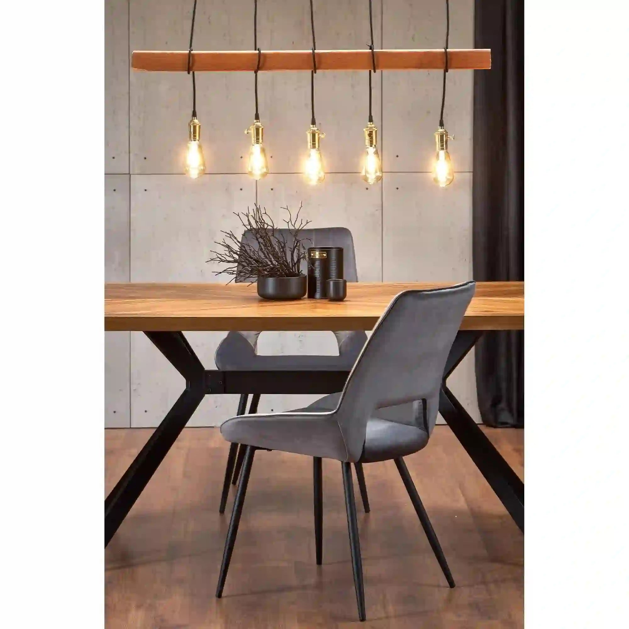 Scaun tapitat K404, gri/negru, stofa/metal, 52x58x88 cm