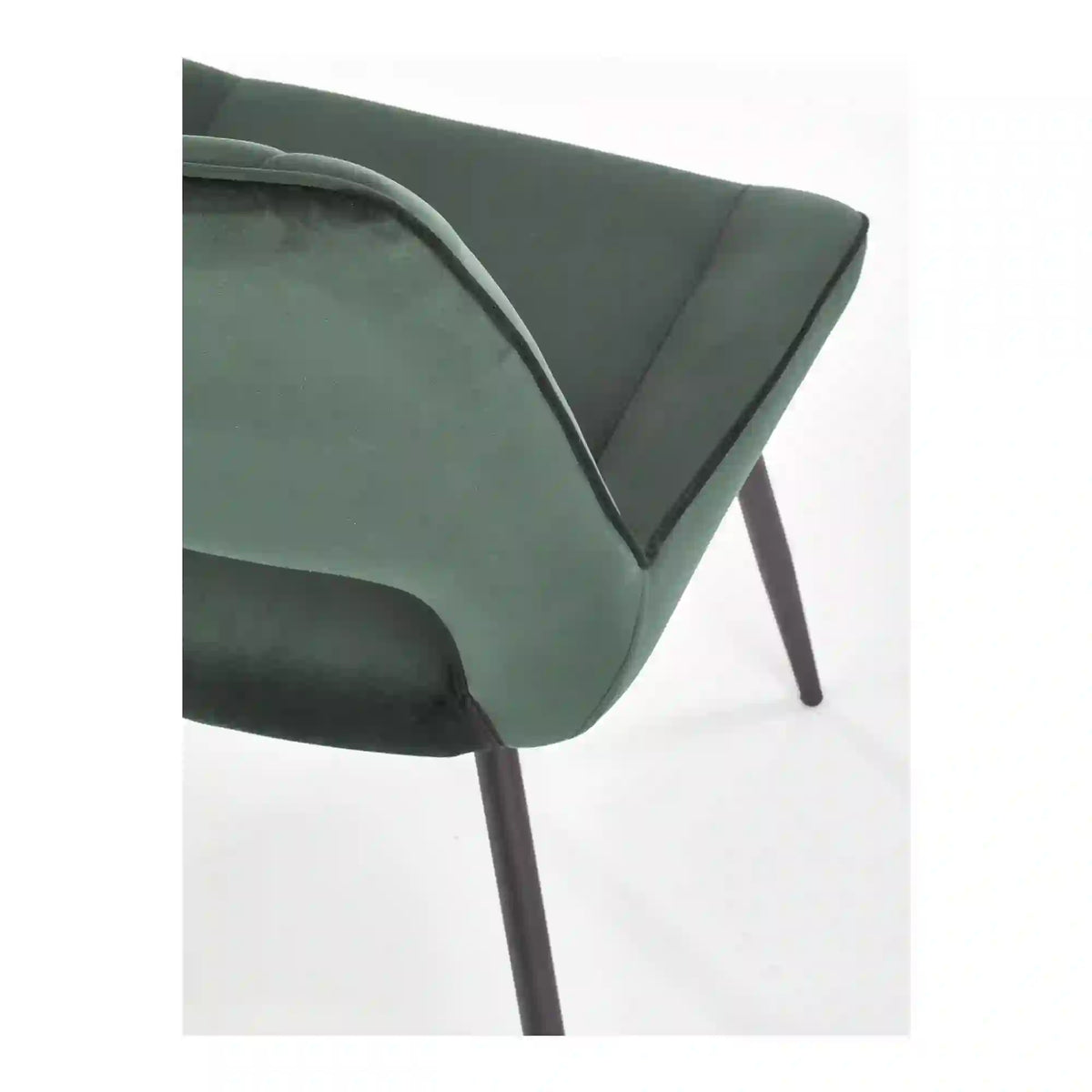 Scaun tapitat K404, verde/negru, stofa/metal, 52x58x88 cm