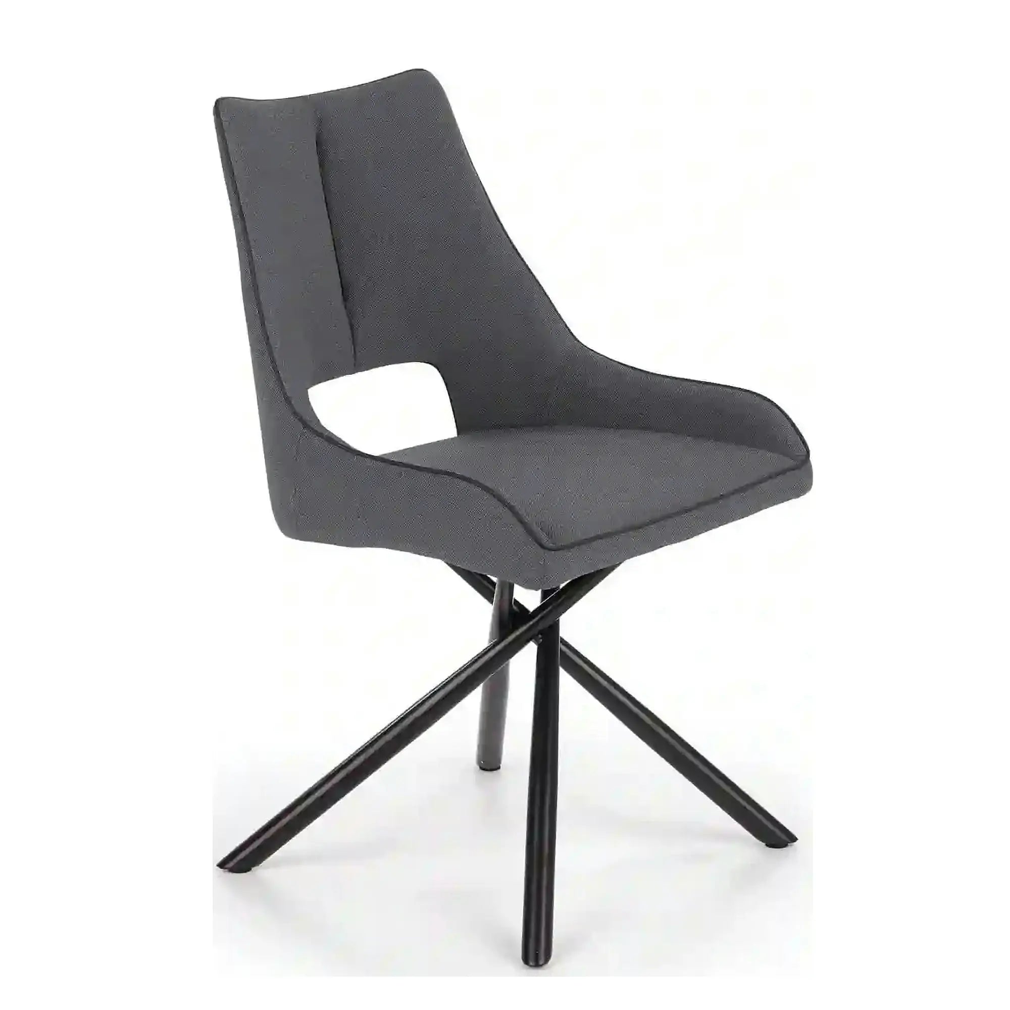 Scaun tapitat K409, gri inchis/negru, stofa clasica/metal, 49x52x84 cm