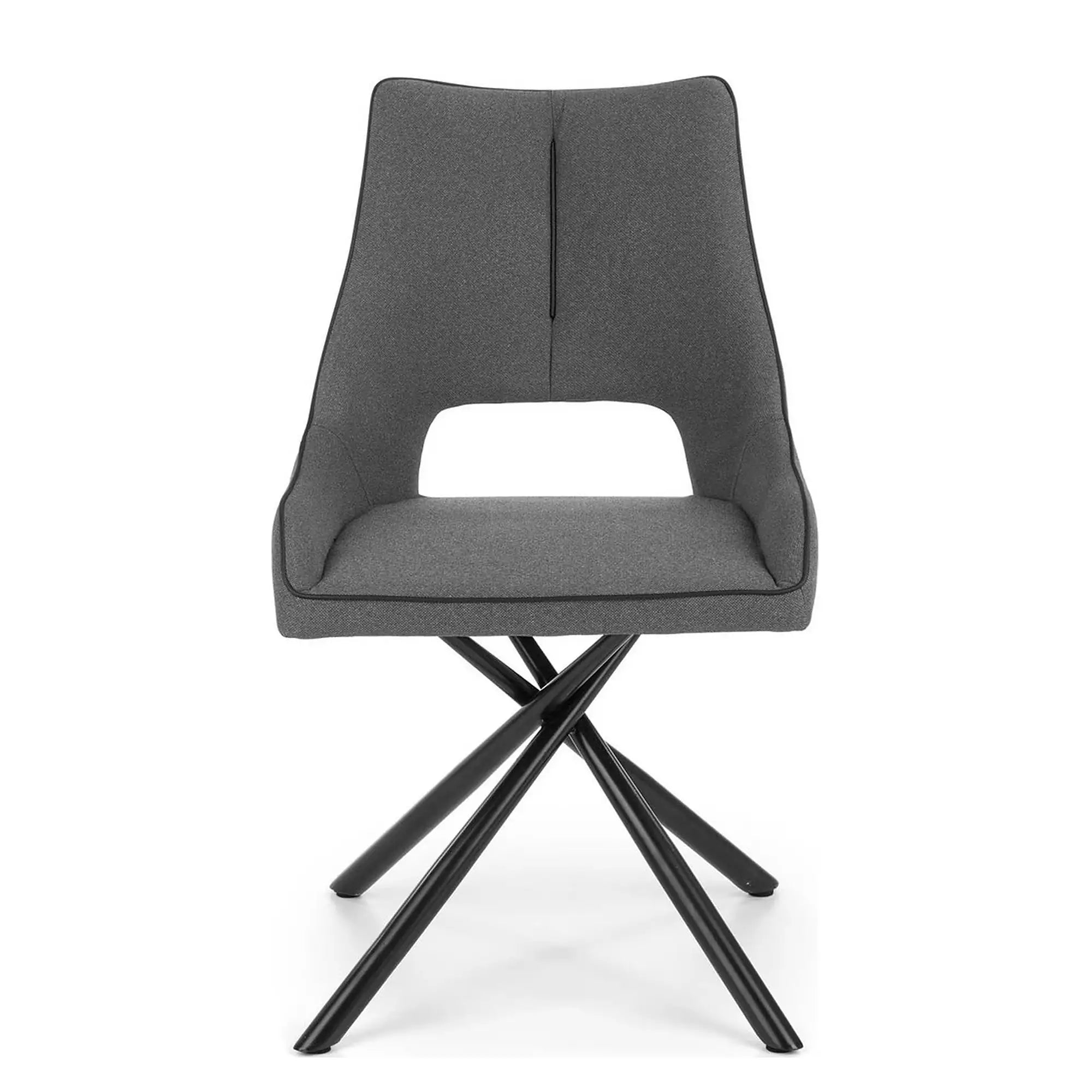 Scaun tapitat K409, gri inchis/negru, stofa clasica/metal, 49x52x84 cm
