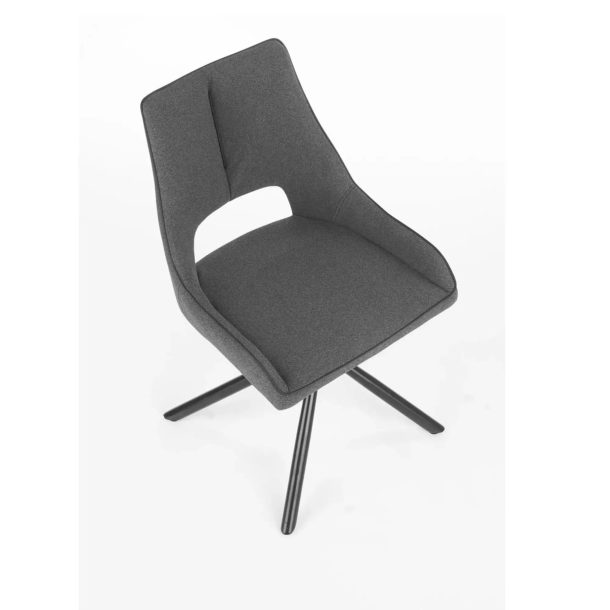 Scaun tapitat K409, gri inchis/negru, stofa clasica/metal, 49x52x84 cm