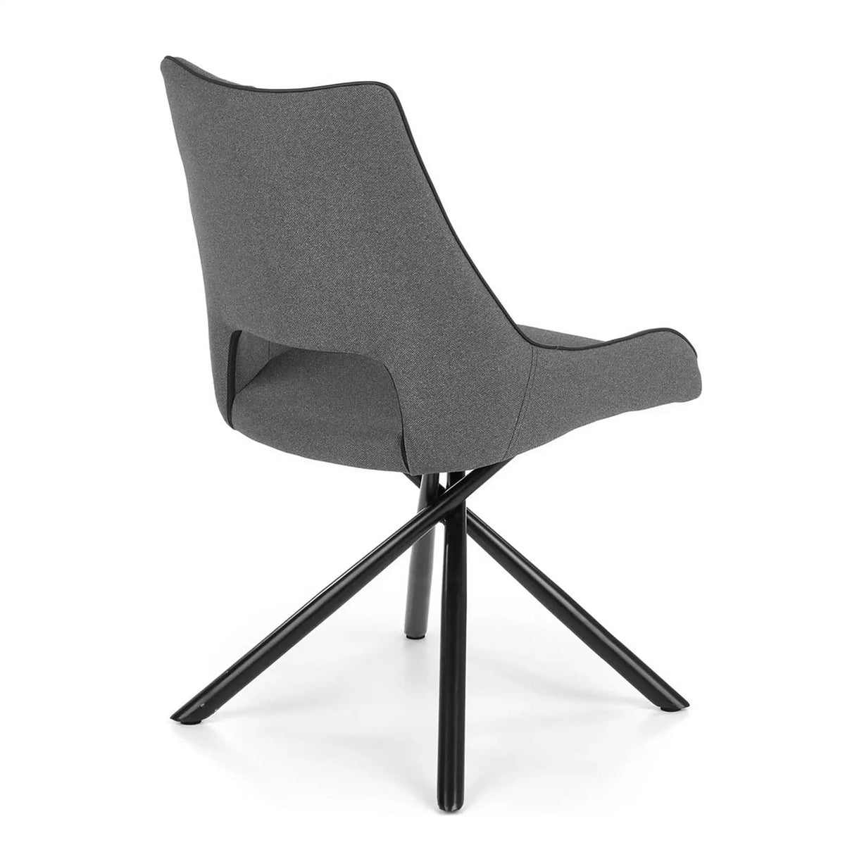 Scaun tapitat K409, gri inchis/negru, stofa clasica/metal, 49x52x84 cm
