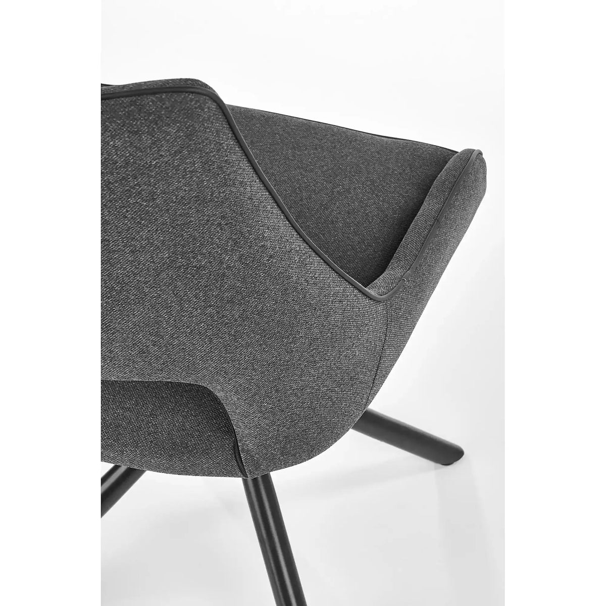 Scaun tapitat K409, gri inchis/negru, stofa clasica/metal, 49x52x84 cm