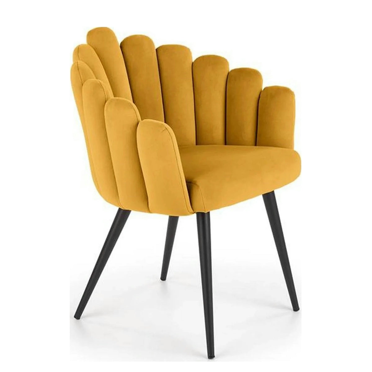 Scaun tapitat K410, galben mustar, stofa catifelata, 65x62x85 cm