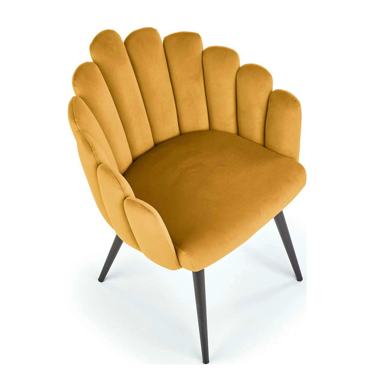 Scaun tapitat K410, galben mustar, stofa catifelata, 65x62x85 cm