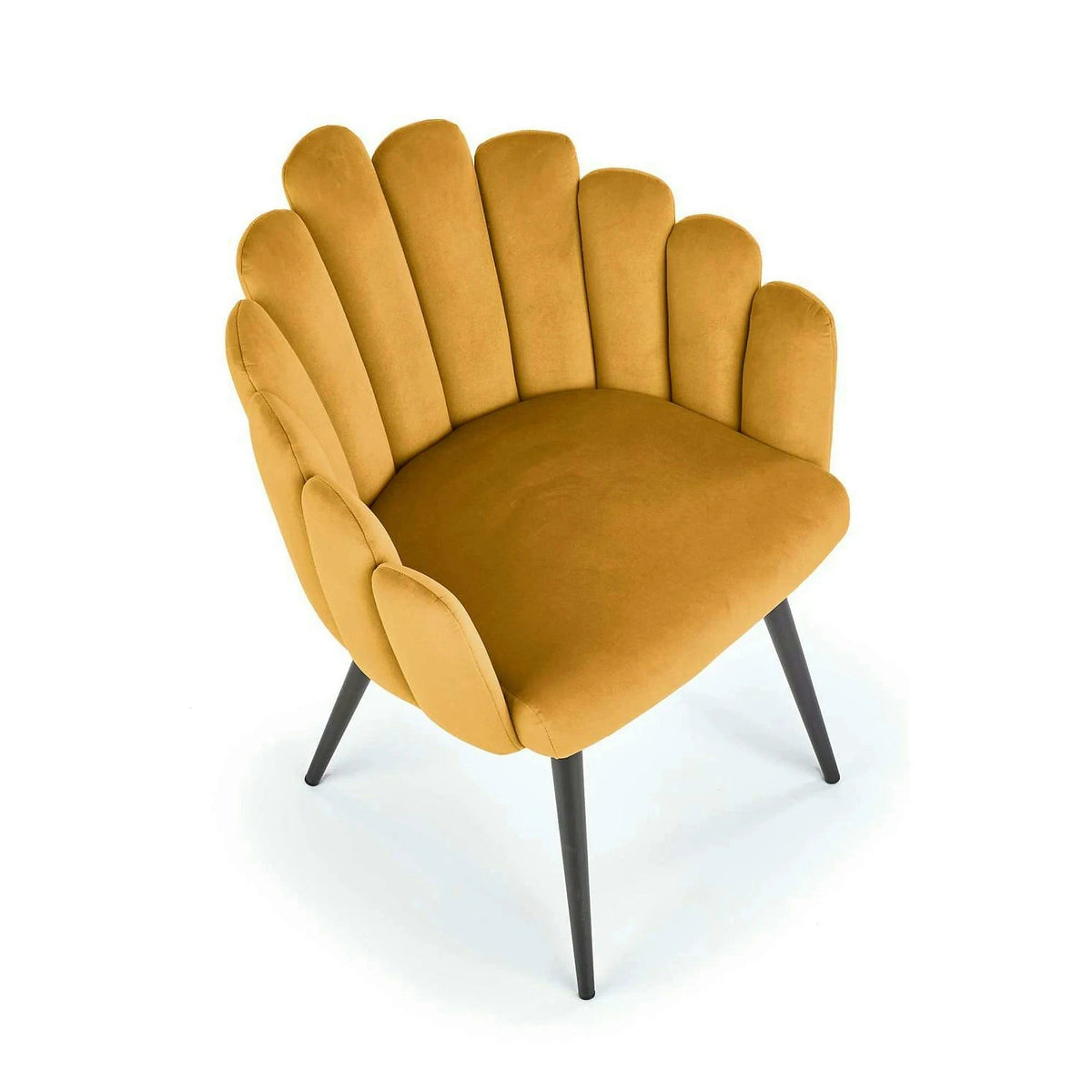 Scaun tapitat K410, galben mustar, stofa catifelata, 65x62x85 cm