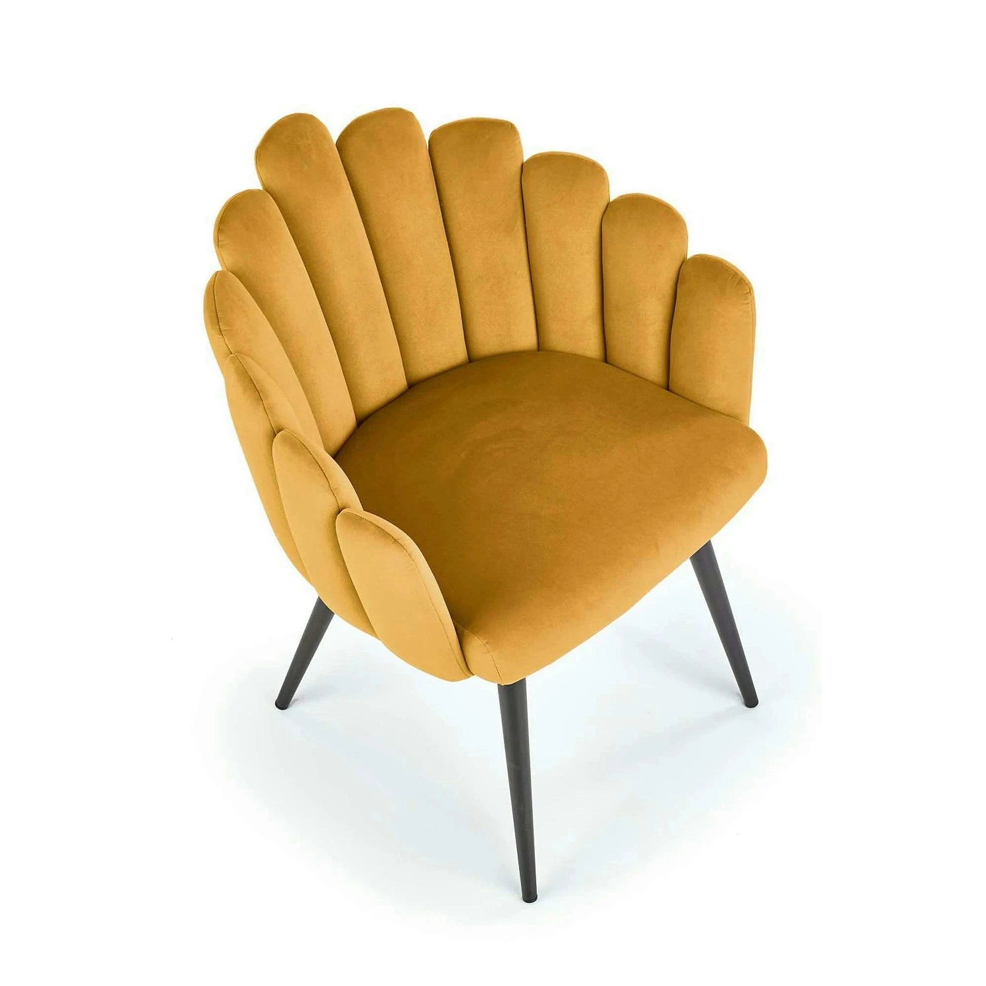 Scaun tapitat K410, galben mustar, stofa catifelata, 65x62x85 cm