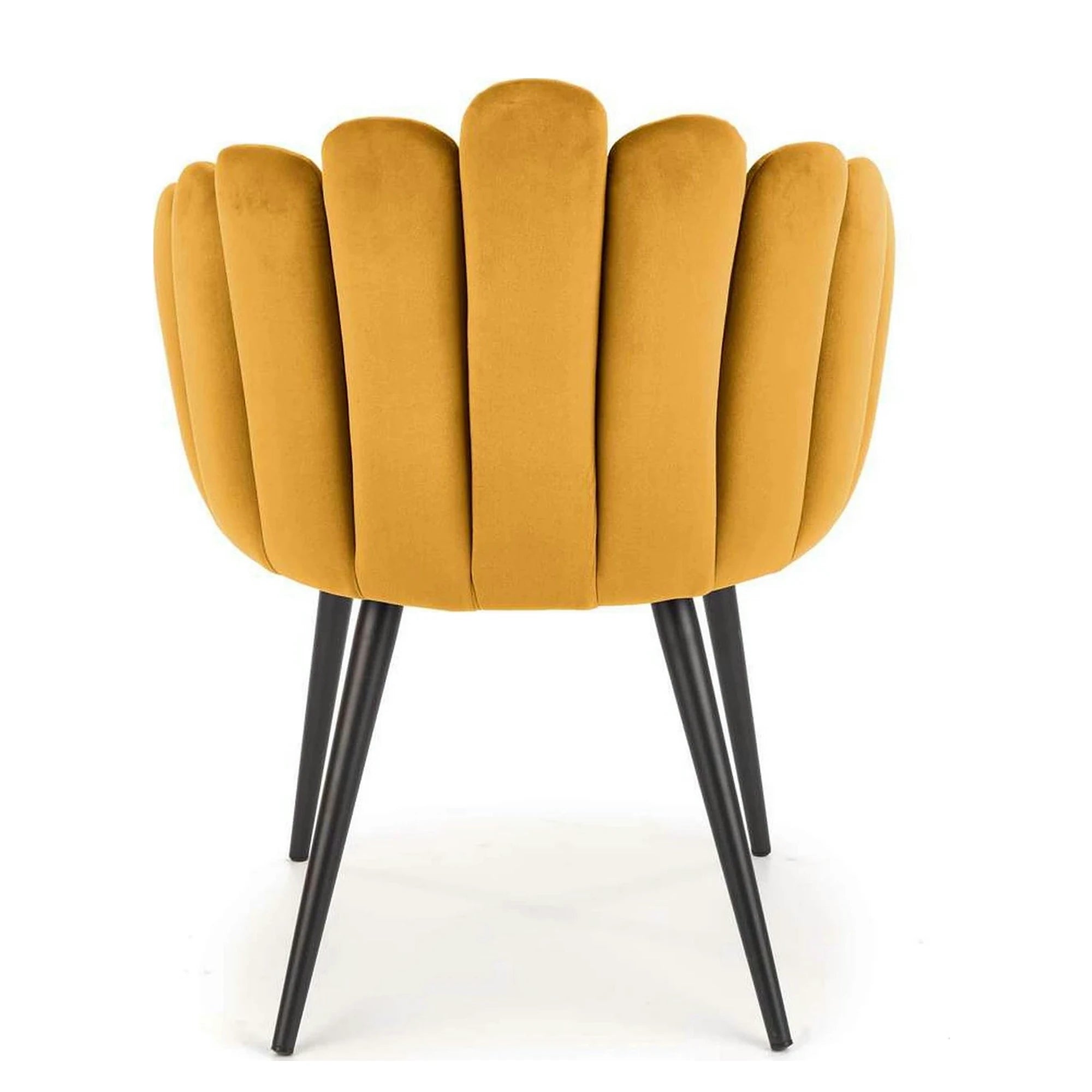Scaun tapitat K410, galben mustar, stofa catifelata, 65x62x85 cm