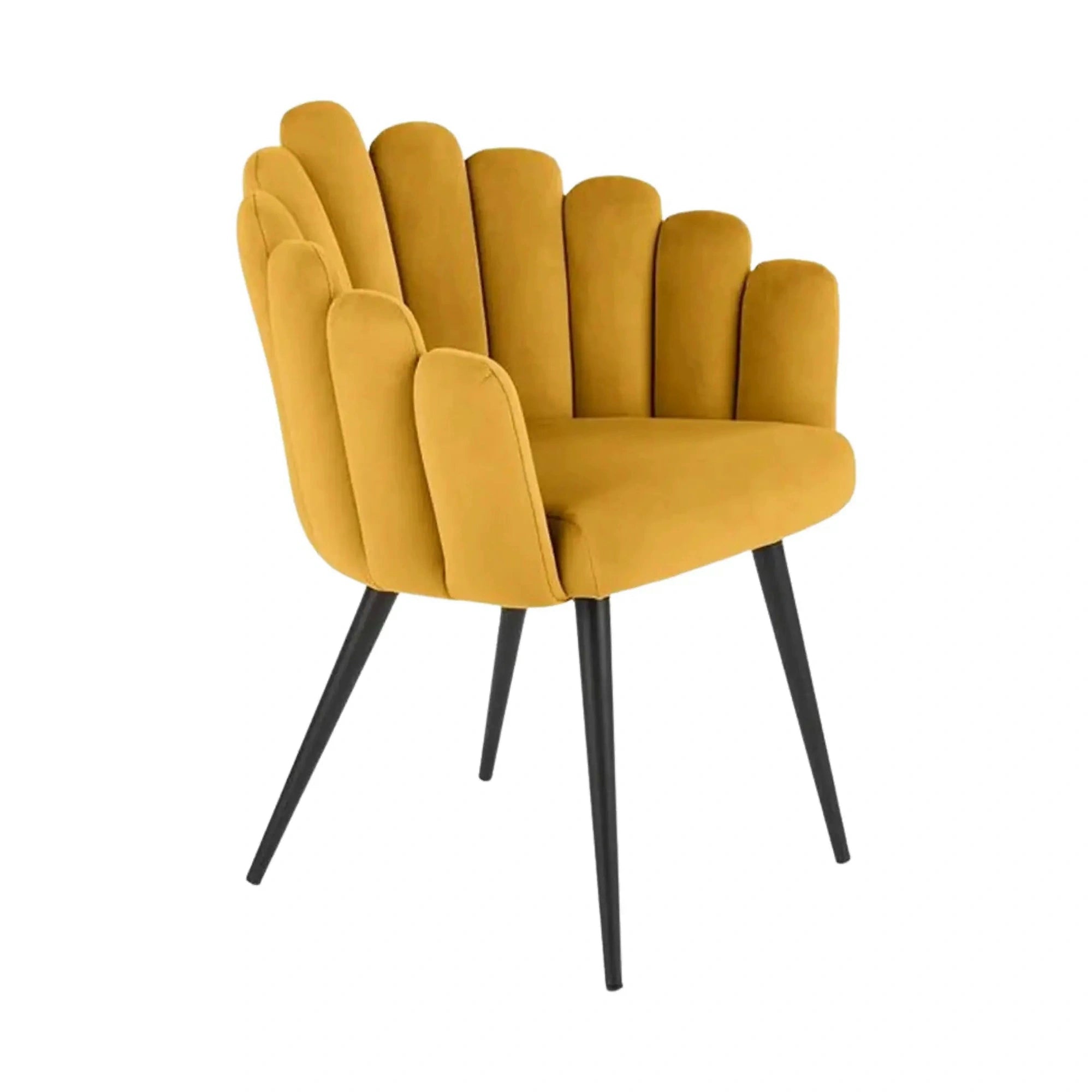 Scaun tapitat K410, galben mustar, stofa catifelata, 65x62x85 cm