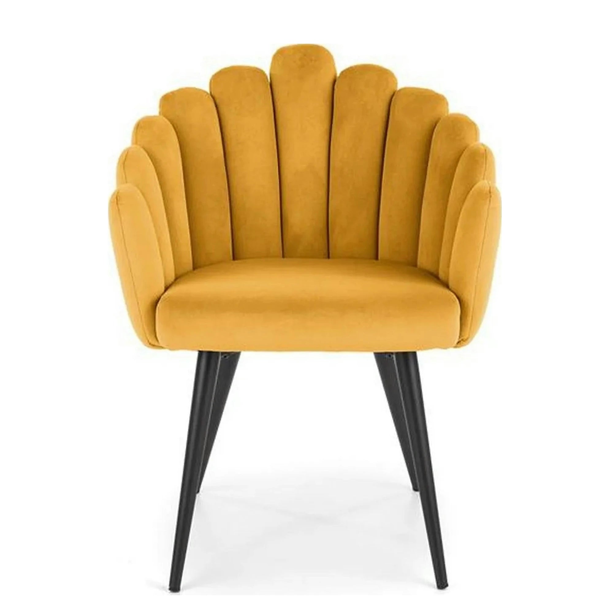 Scaun tapitat K410, galben mustar, stofa catifelata, 65x62x85 cm