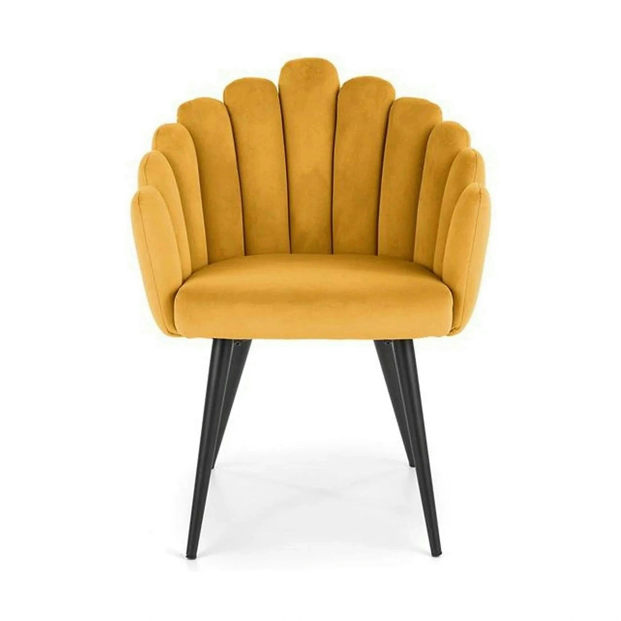 Scaun tapitat K410, galben mustar, stofa catifelata, 65x62x85 cm