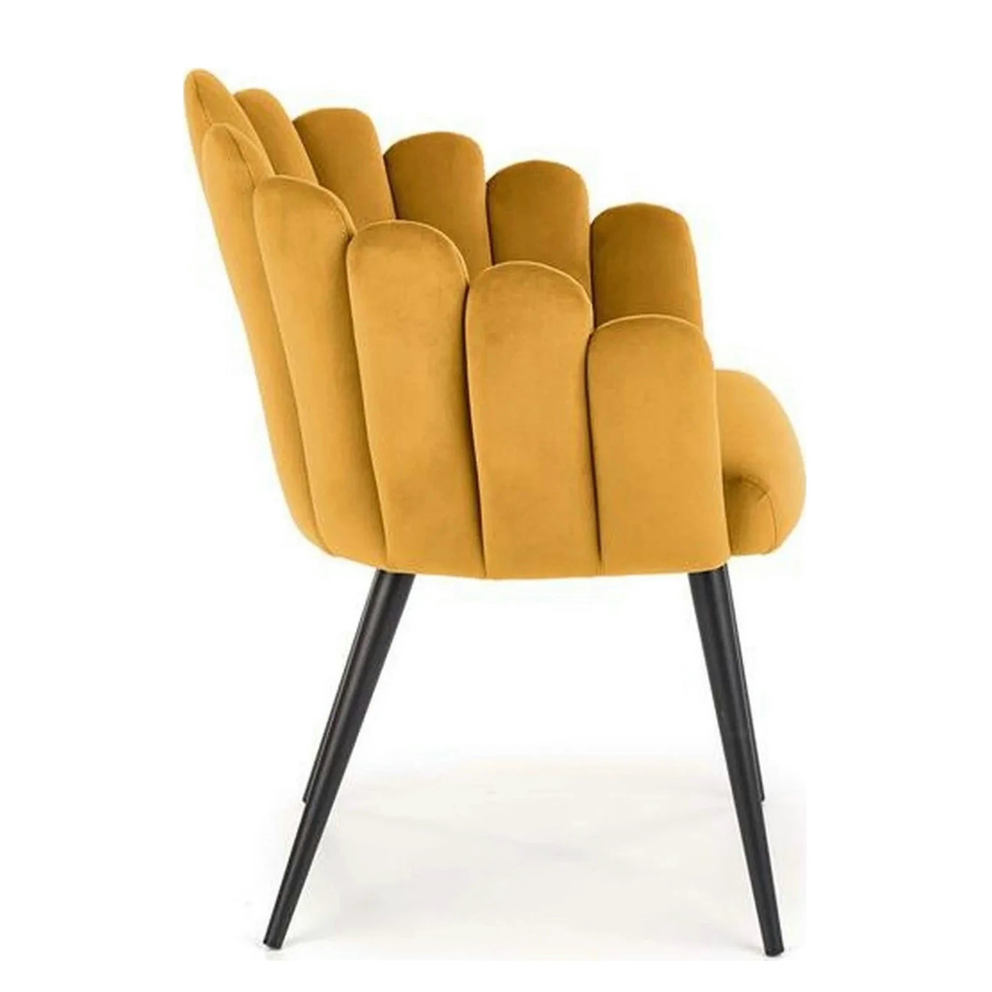 Scaun tapitat K410, galben mustar, stofa catifelata, 65x62x85 cm