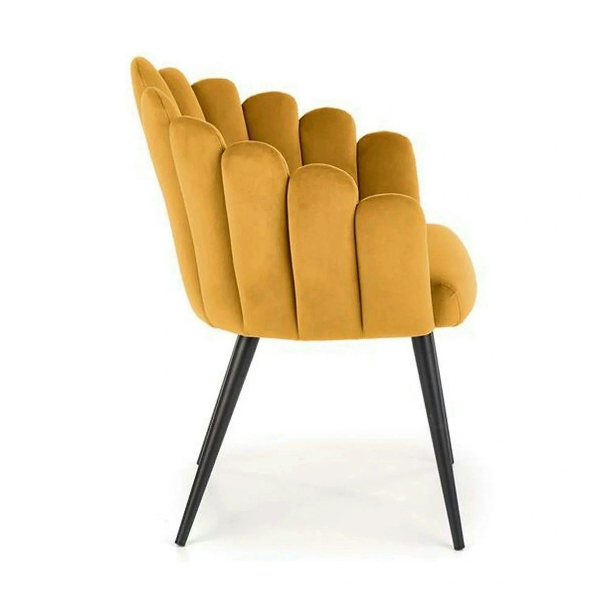 Scaun tapitat K410, galben mustar, stofa catifelata, 65x62x85 cm