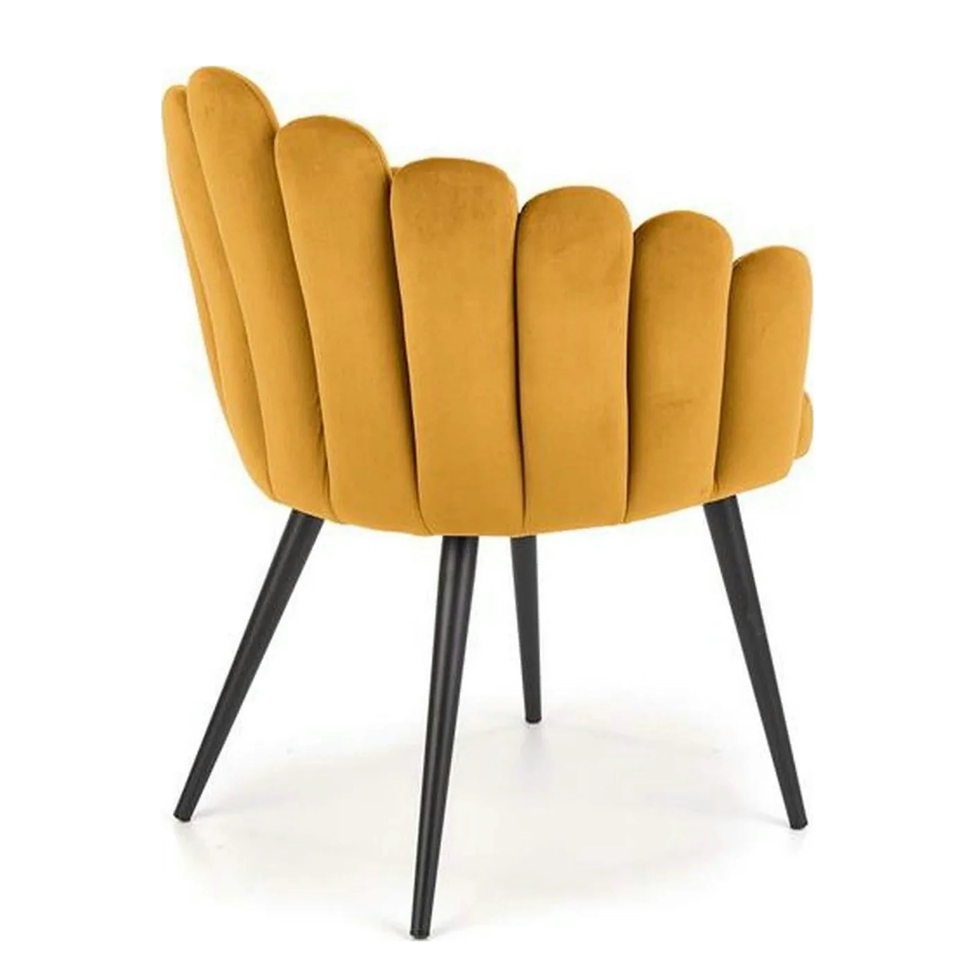 Scaun tapitat K410, galben mustar, stofa catifelata, 65x62x85 cm