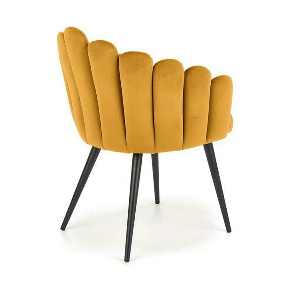 Scaun tapitat K410, galben mustar, stofa catifelata, 65x62x85 cm