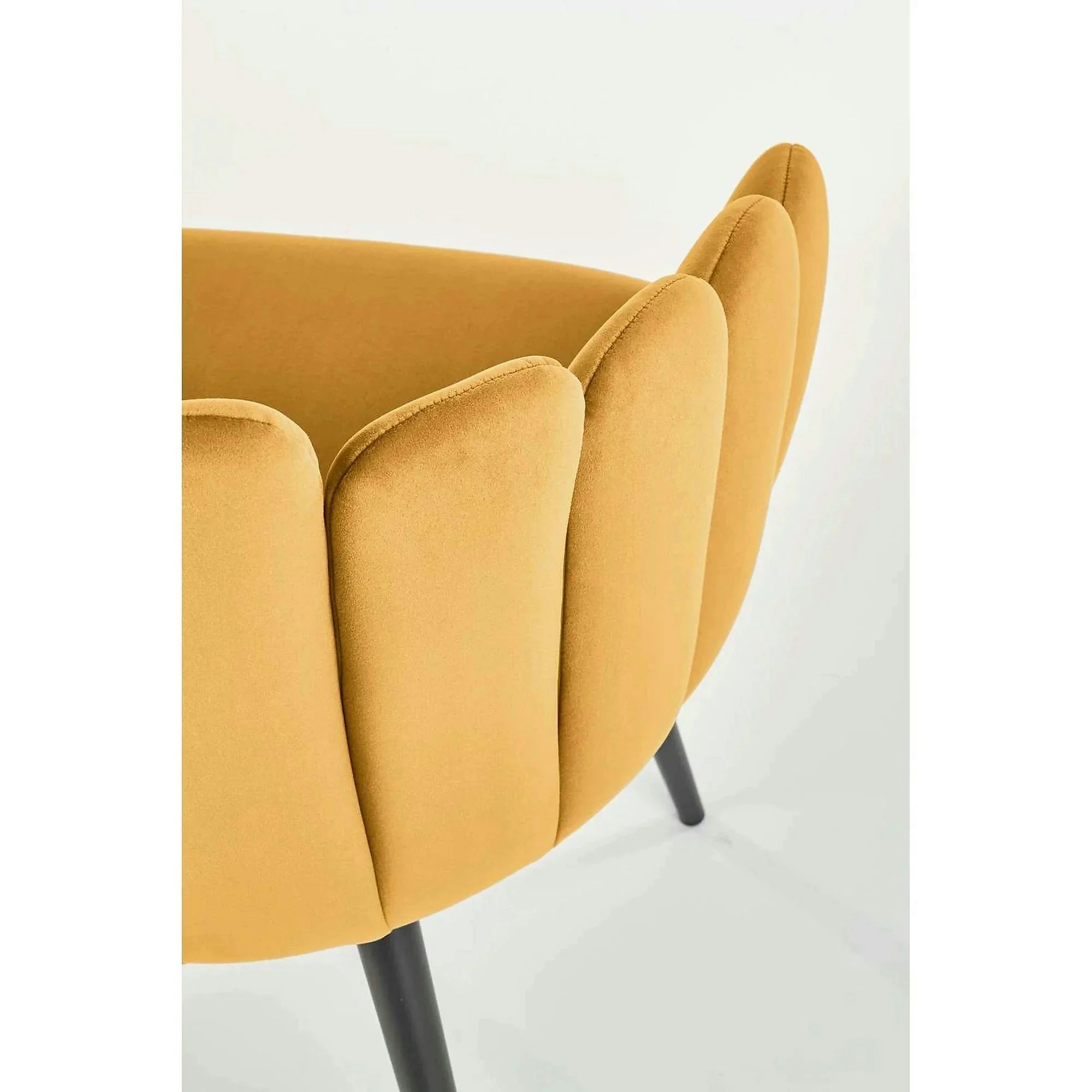 Scaun tapitat K410, galben mustar, stofa catifelata, 65x62x85 cm