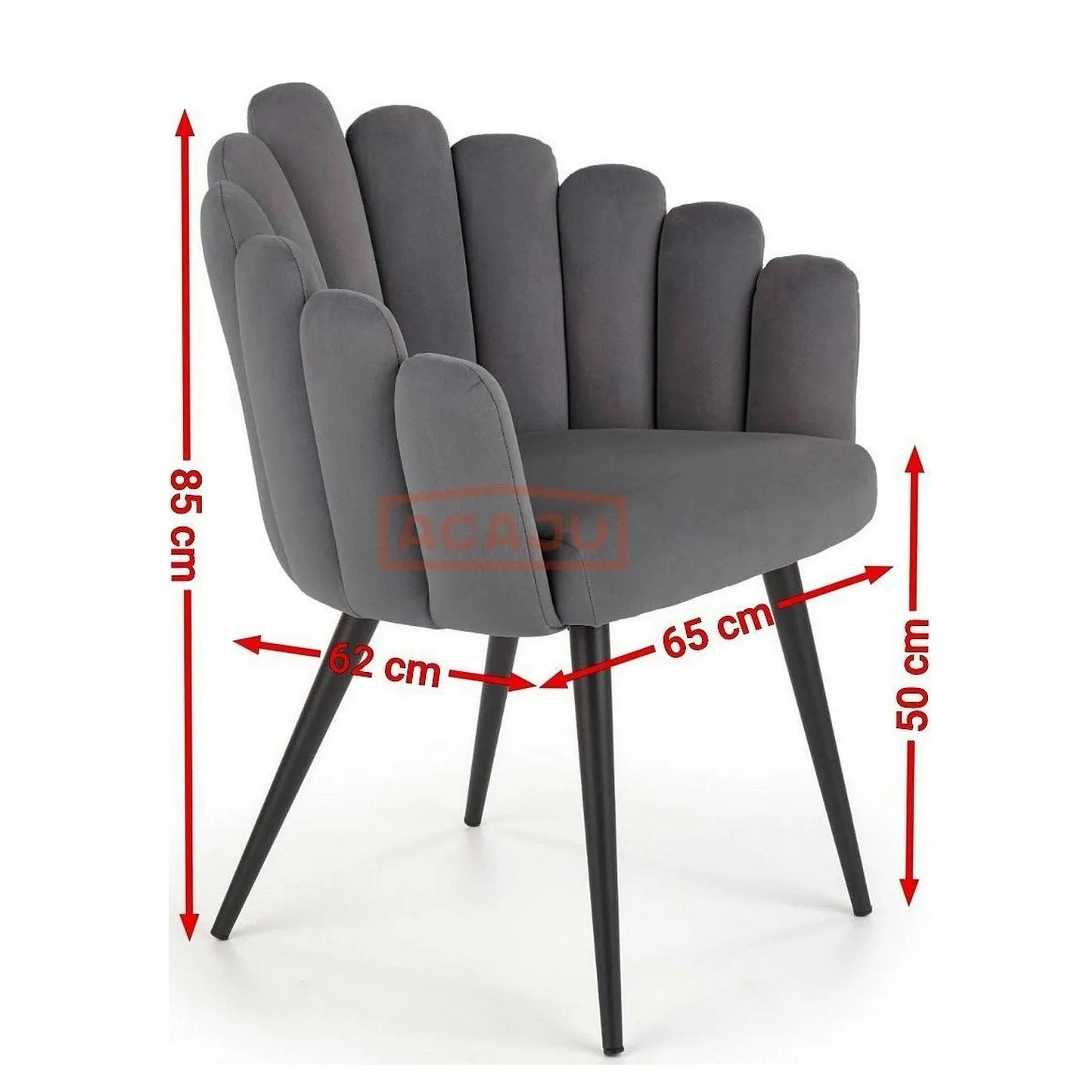 Scaun tapitat K410, gri inchis, 65x62x85 cm