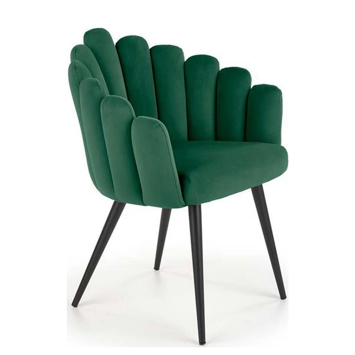 Scaun tapitat K410, verde/negru, stofa catifelata/metal, 65x62x85 cm