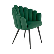 Scaun tapitat K410, verde/negru, stofa catifelata/metal, 65x62x85 cm