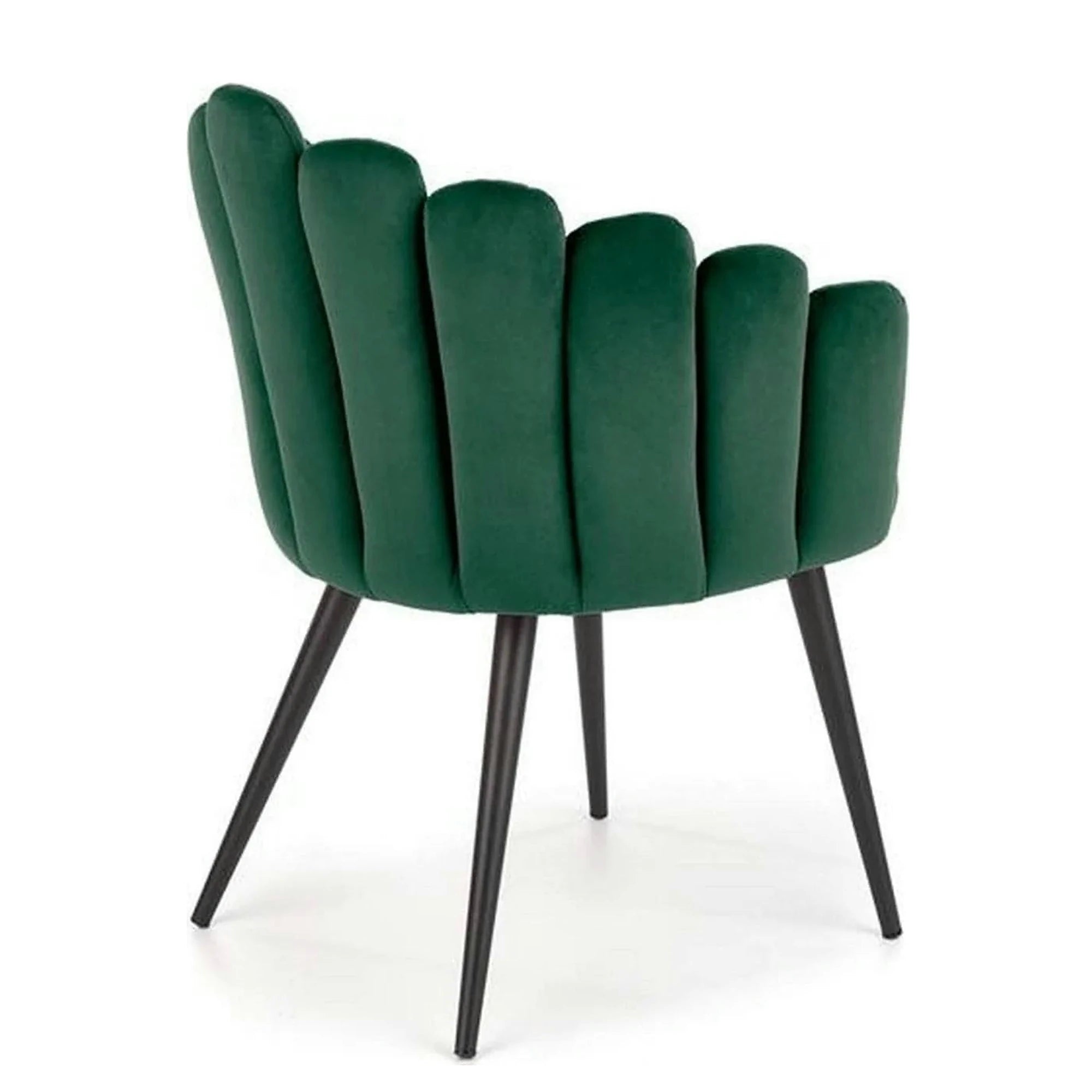 Scaun tapitat K410, verde/negru, stofa catifelata/metal, 65x62x85 cm