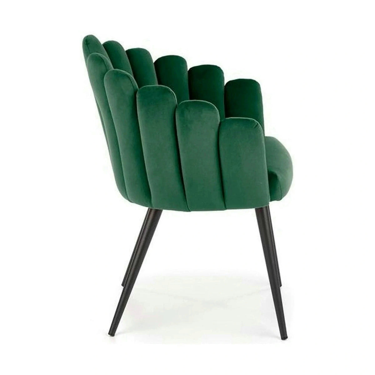 Scaun tapitat K410, verde/negru, stofa catifelata/metal, 65x62x85 cm