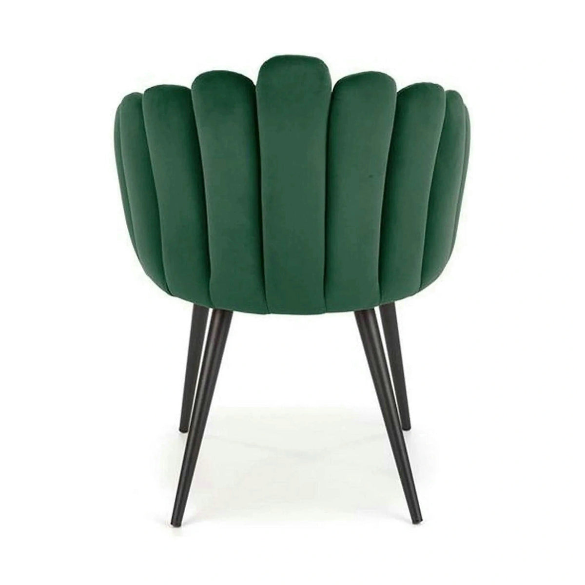 Scaun tapitat K410, verde/negru, stofa catifelata/metal, 65x62x85 cm